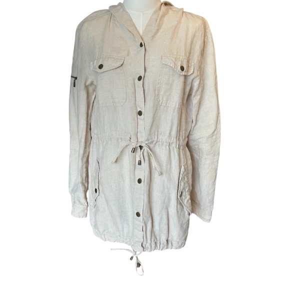 Style & Co Cream Linen Jacket Pockets Lightweight Travel Outdoor Size 8 - Picture 1 of 4